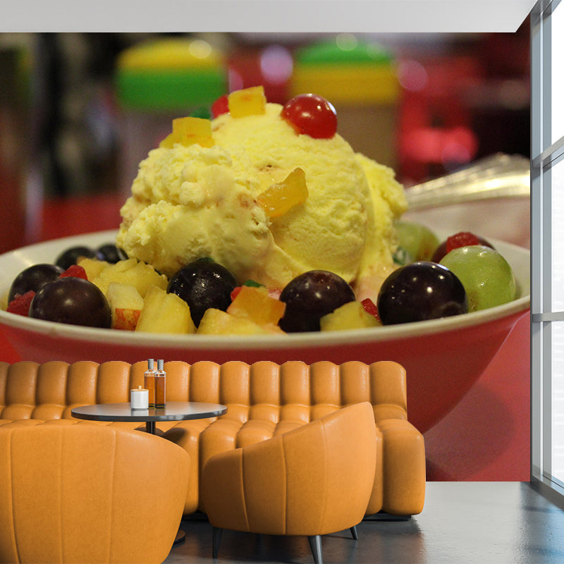 Contemporary Ice Cream Dessert Mural Wall Covering for Dessert Shop