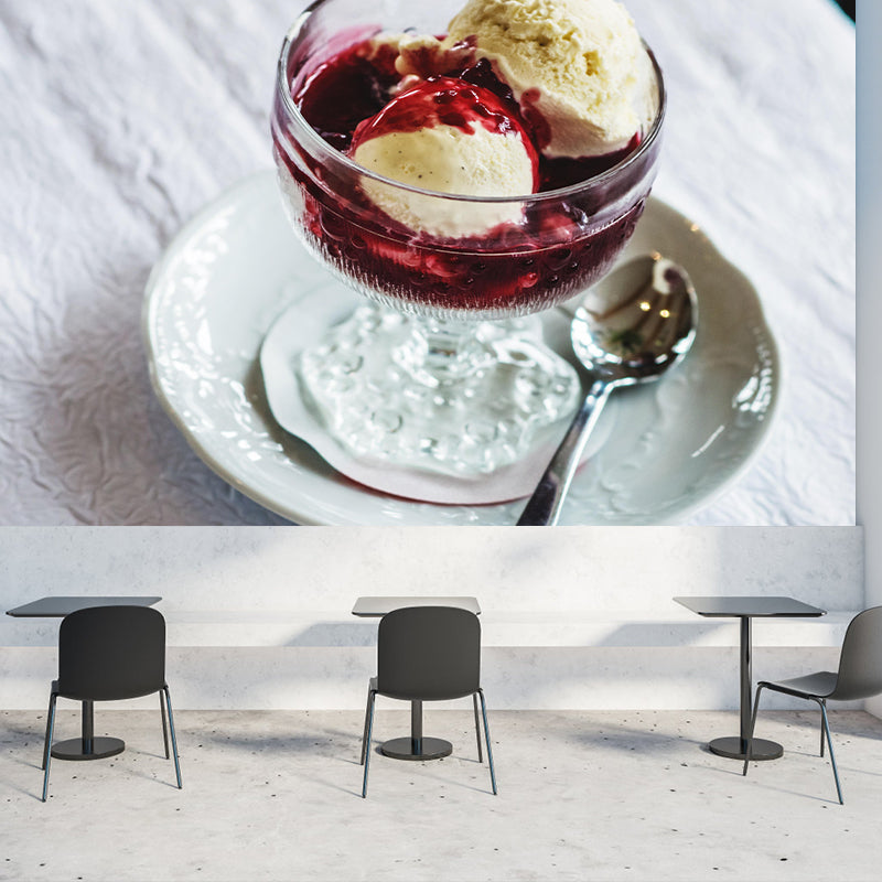 Ice Cream Photography Dessert Mural Wallpaper Mildew Resistant for Cream Shop