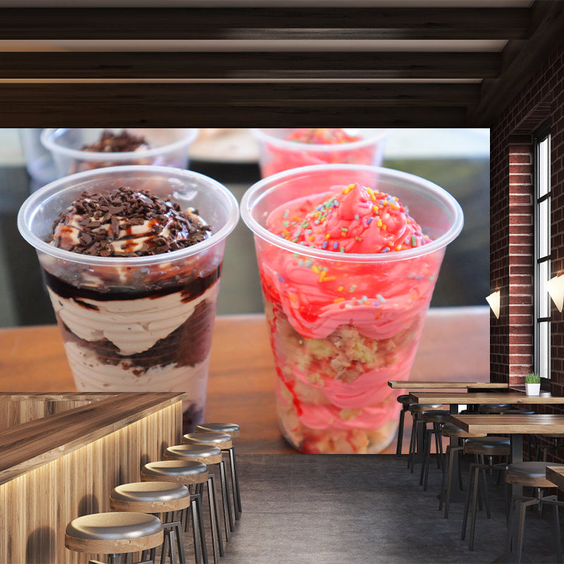 Customized Ice Cream Dessert Mural Modern Style Wall Covering for Cream Shop