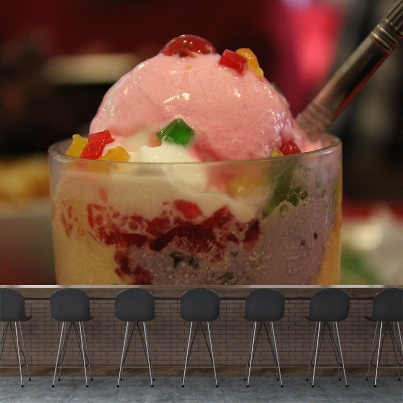 Ice Cream Tasty Dessert Mural Wallpaper Mildew Resistant for Dessert Shop