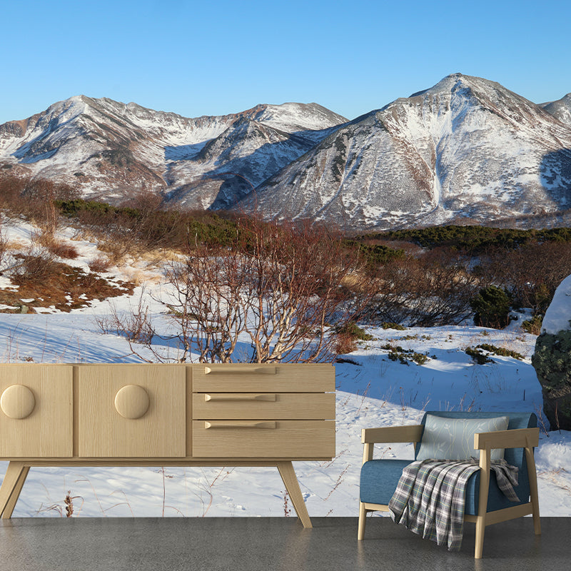 Snow Mountain Scenery Mural Wallpaper for Home Decoration, Moisture Resistant