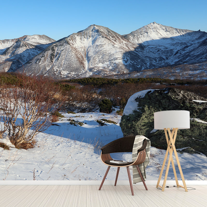 Snow Mountain Scenery Mural Wallpaper for Home Decoration, Moisture Resistant