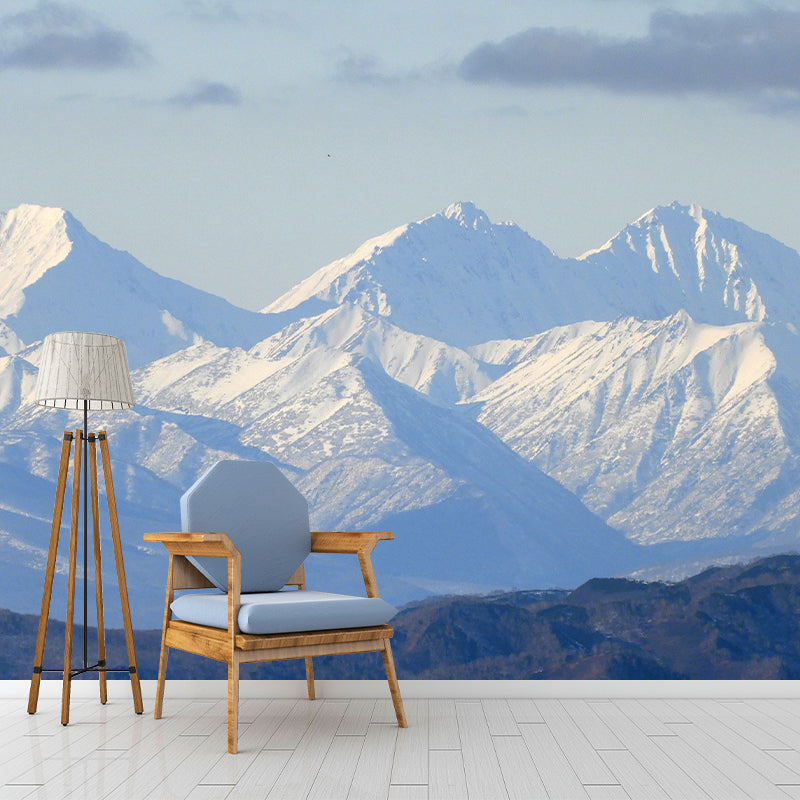 Snow Mountain Scenery Mural Wallpaper for Home Decoration, Moisture Resistant