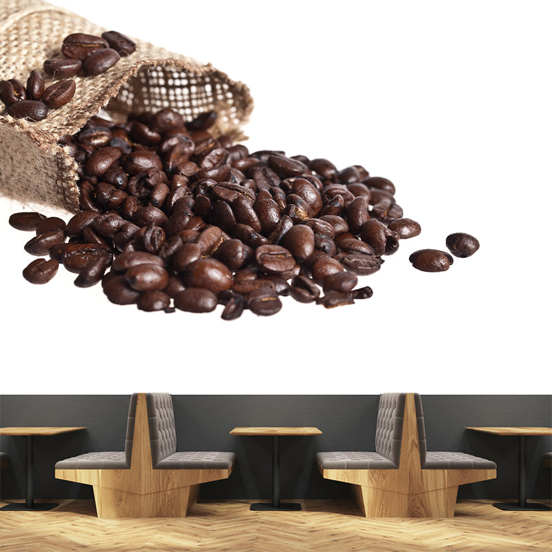 Coffee Beans Mural Wallpaper Moisture Resistant Wall Art for Coffee Shop