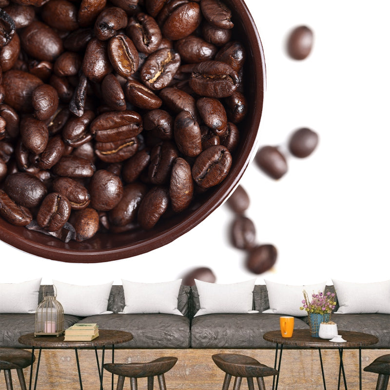 Coffee Beans Mural Wallpaper Moisture Resistant Wall Art for Coffee Shop
