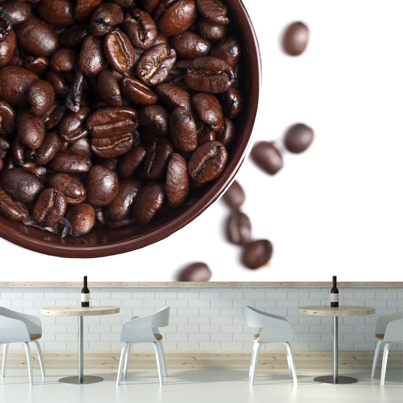 Coffee Beans Mural Wallpaper Moisture Resistant Wall Art for Coffee Shop