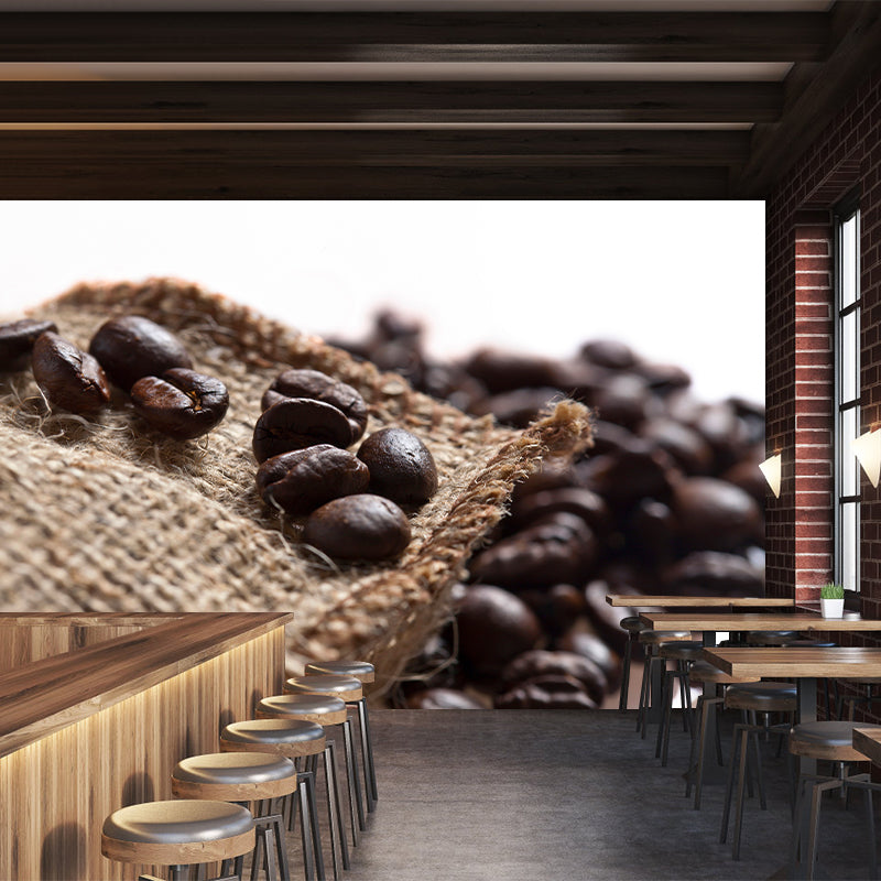 Coffee Beans Mural Wallpaper Moisture Resistant Wall Art for Coffee Shop