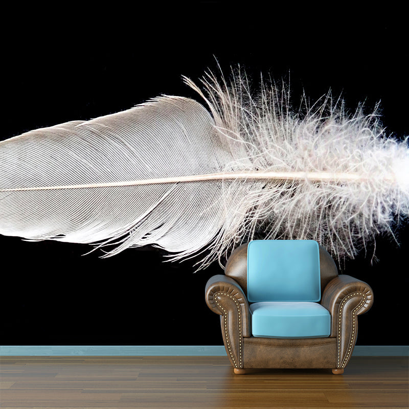 Contemporary Style Feather Wall Mural Home Decor for Sleeping Room, Stain-Resistant