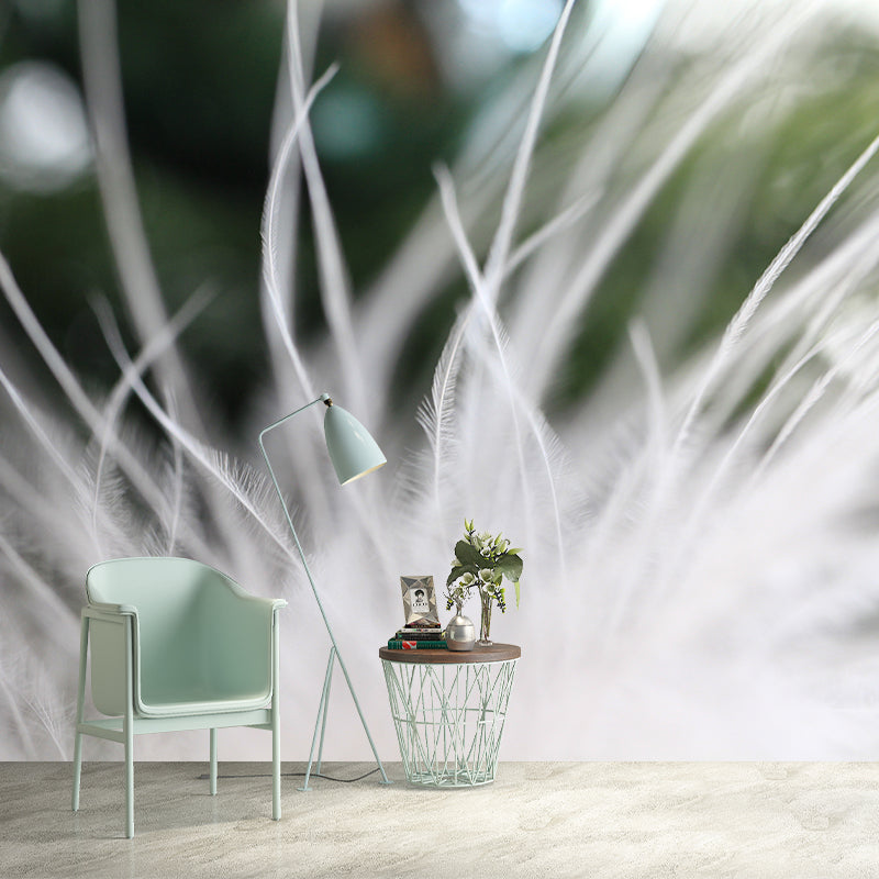 Contemporary Style Feather Wall Mural Home Decor for Sleeping Room, Stain-Resistant