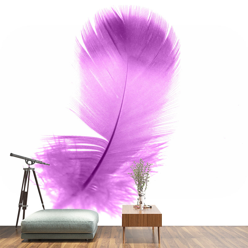 Contemporary Style Feather Wall Mural Home Decor for Sleeping Room, Stain-Resistant