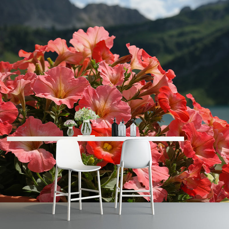 Petunias Contemporary Wall Covering for Living Room Bedroom, Made to Measure