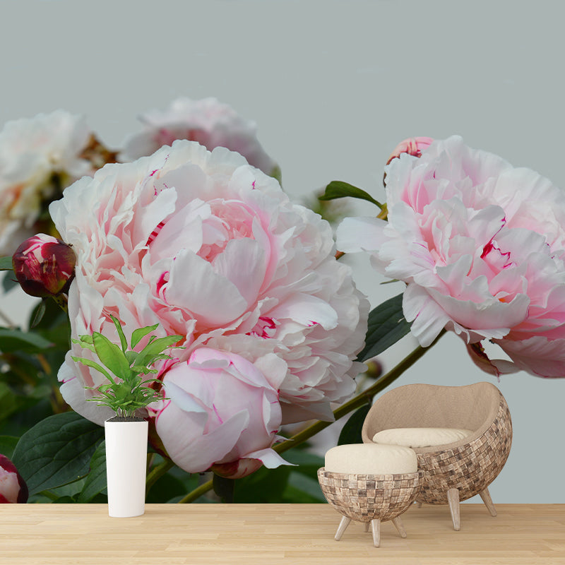 Elegant Peony Flower Mural Environment Friendly Wallpaper for Girl's Bedroom