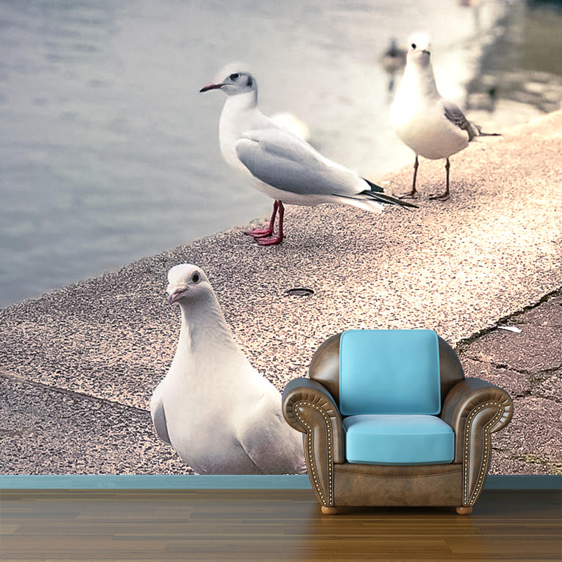 Photography Seagull Mural Wallpaper Environment Friendly for Living Room