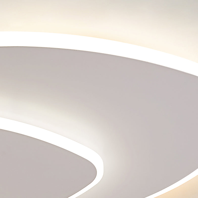 Acrylic White LED Flush Mount in Modern Concise Style Iron Oval 2-Light Ceiling Fixture