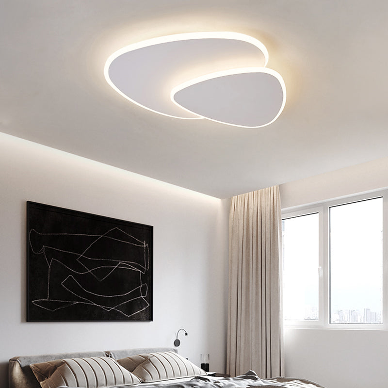 Acrylic White LED Flush Mount in Modern Concise Style Iron Oval 2-Light Ceiling Fixture