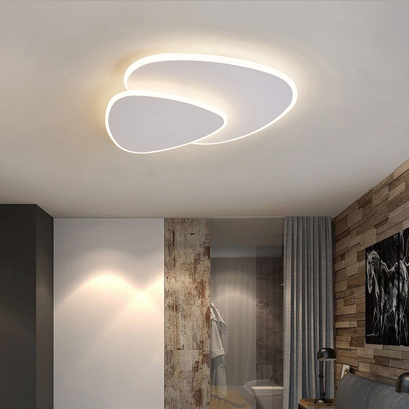 Acrylic White LED Flush Mount in Modern Concise Style Iron Oval 2-Light Ceiling Fixture