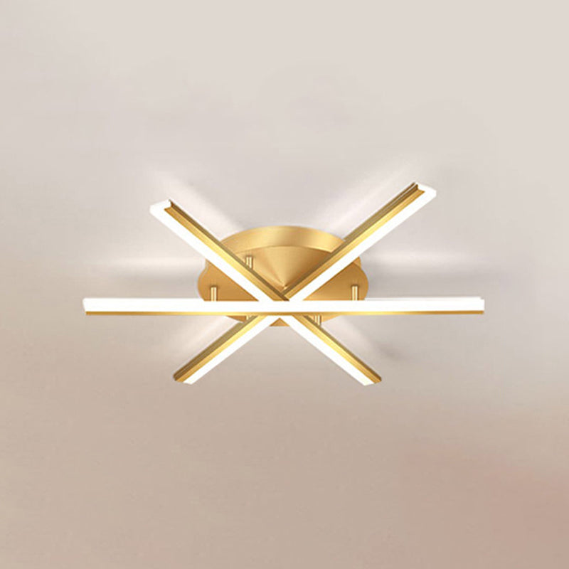 Modern Minimalist LED Linear Flush Mount Lacquered Iron Ceiling Fixture with Acrylic Shade