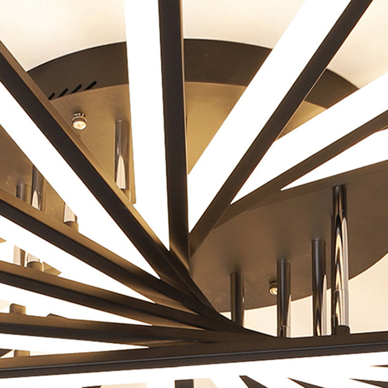 Modern Minimalist LED Linear Flush Mount Lacquered Iron Ceiling Fixture with Acrylic Shade