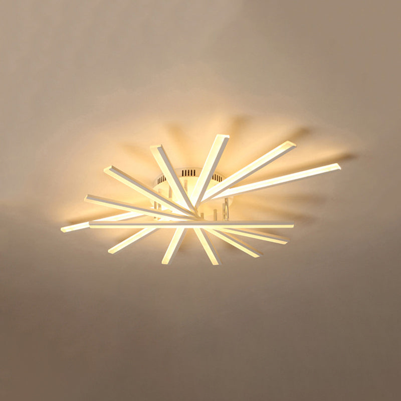 Modern Minimalist LED Linear Flush Mount Lacquered Iron Ceiling Fixture with Acrylic Shade