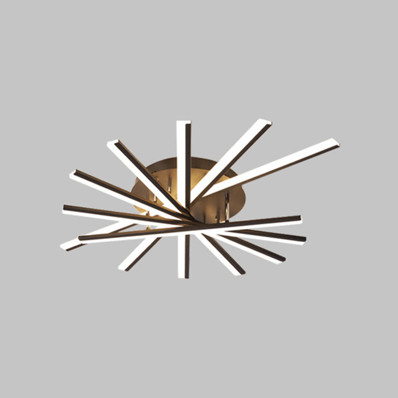 Modern Minimalist LED Linear Flush Mount Lacquered Iron Ceiling Fixture with Acrylic Shade