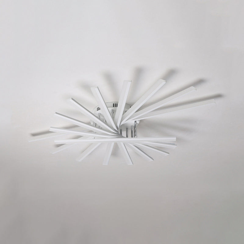Modern Minimalist LED Linear Flush Mount Lacquered Iron Ceiling Fixture with Acrylic Shade