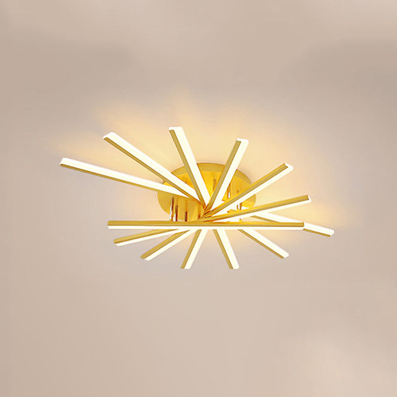 Modern Minimalist LED Linear Flush Mount Lacquered Iron Ceiling Fixture with Acrylic Shade