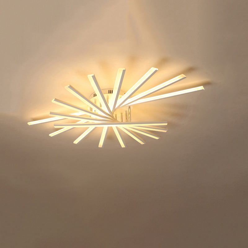 Modern Minimalist LED Linear Flush Mount Lacquered Iron Ceiling Fixture with Acrylic Shade