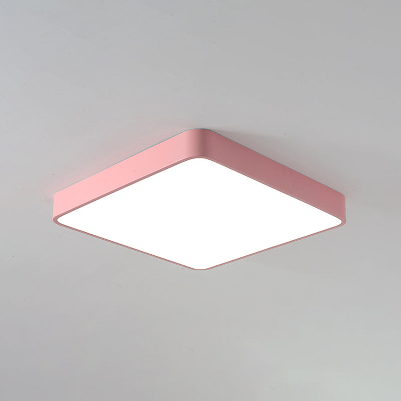 Square Shade 1-Light Flush Mount Nordic Macaron Flush Mount Ceiling Lighting Fixture