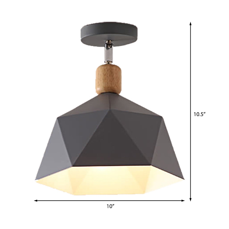Metalen Zeshoek Plafondmontage Licht Verstelbaar Macaron 1 Kop Grijs/Wit/Groen Semi Inbouw Plafondlamp voor Gang