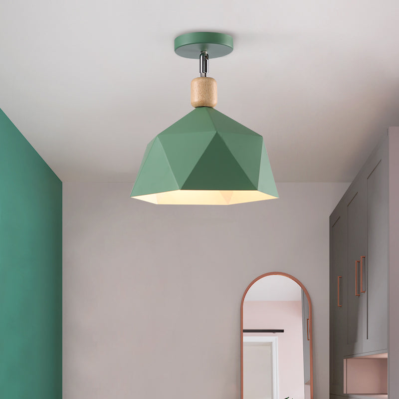 Metalen Zeshoek Plafondmontage Licht Verstelbaar Macaron 1 Kop Grijs/Wit/Groen Semi Inbouw Plafondlamp voor Gang