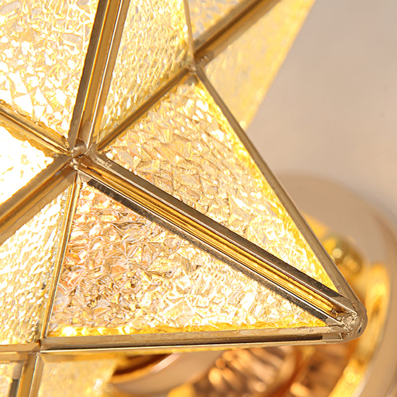 Glass Gold Flush Mount in Colonical Luxury Style Copper Star Ceiling Fixture for Corridor
