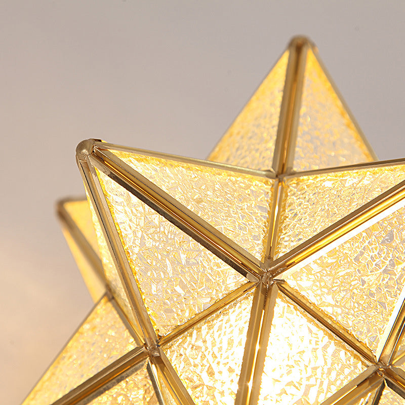 Glass Gold Flush Mount in Colonical Luxury Style Copper Star Ceiling Fixture for Corridor