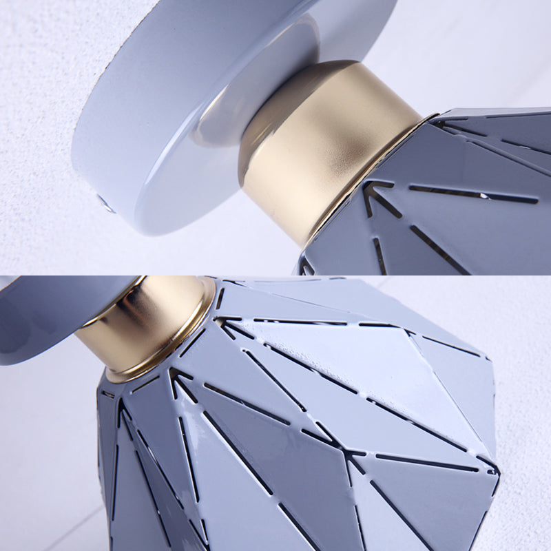 Plafonnier encastré en métal et diamant, style nordique, 1 gris clair/bleu/or, luminaire encastré pour porche
