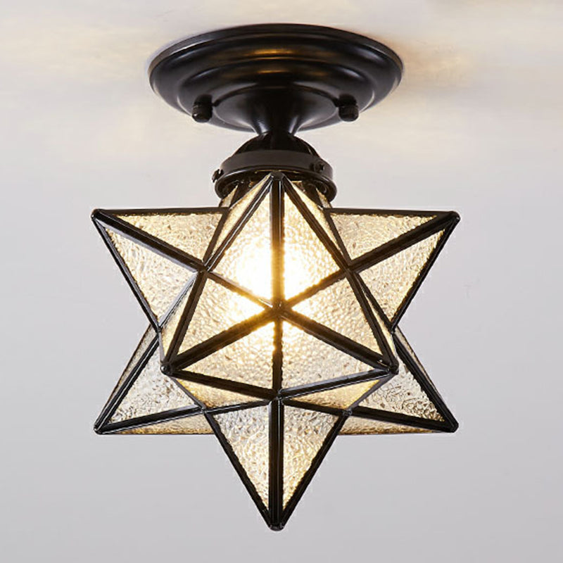Colonical Creative Star - Lámpara de techo individual de cobre con pantalla de cristal