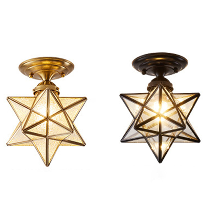 Colonical Creative Star - Lámpara de techo individual de cobre con pantalla de cristal