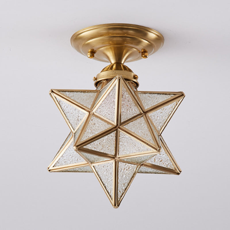 Colonical Creative Star - Lámpara de techo individual de cobre con pantalla de cristal
