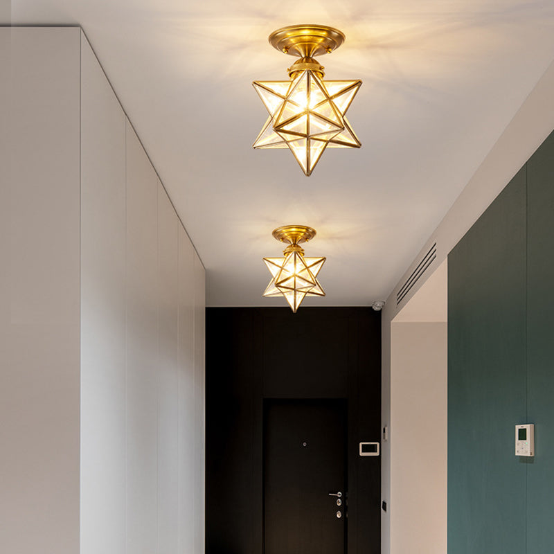 Colonical Creative Star - Lámpara de techo individual de cobre con pantalla de cristal