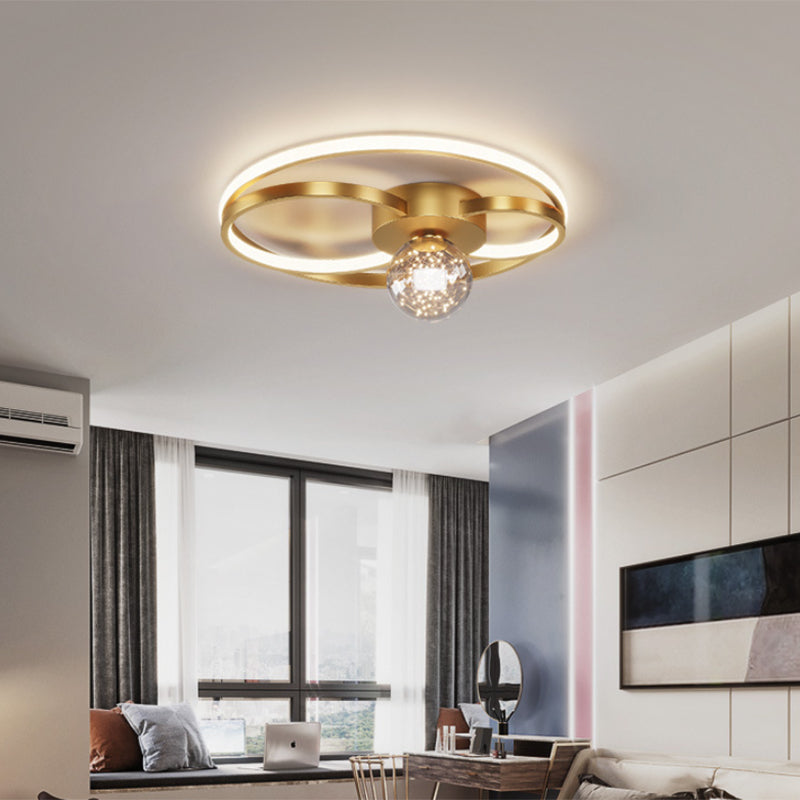 Luminaire de plafond encastré de style moderne à 3 lumières à abat-jour géométrique en or