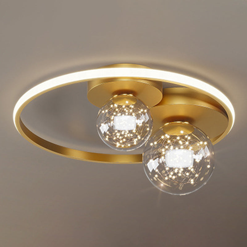Luminaire de plafond encastré de style moderne à 3 lumières à abat-jour géométrique en or