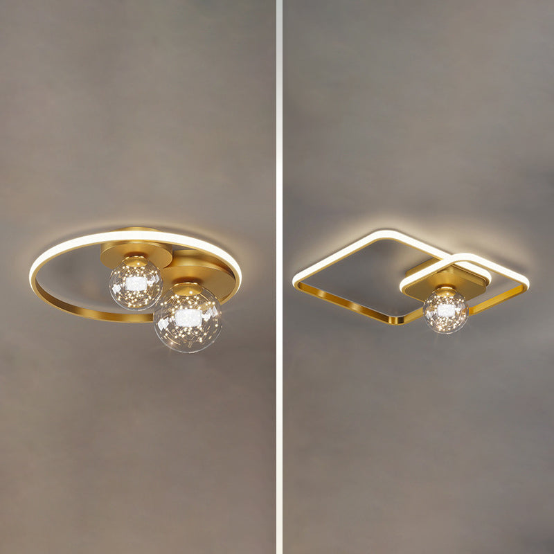 Luminaire de plafond encastré de style moderne à 3 lumières à abat-jour géométrique en or