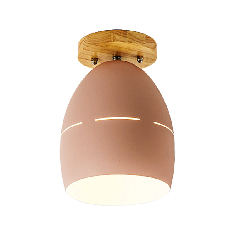 1 lumière ovale semi-chasse montagne Éclairage moderne plafond semi-clush de métal Light en rose / jaune / vert pour chambre