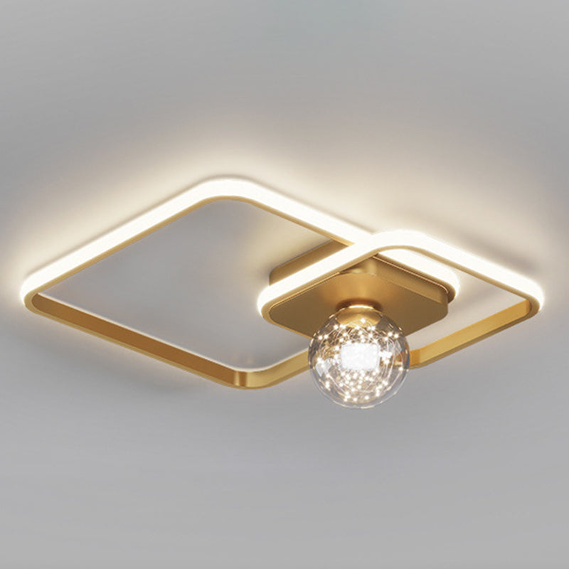 3-Lights Square Shade Flush Mount Modern Style Flush Mount Ceiling Lighting Fixture