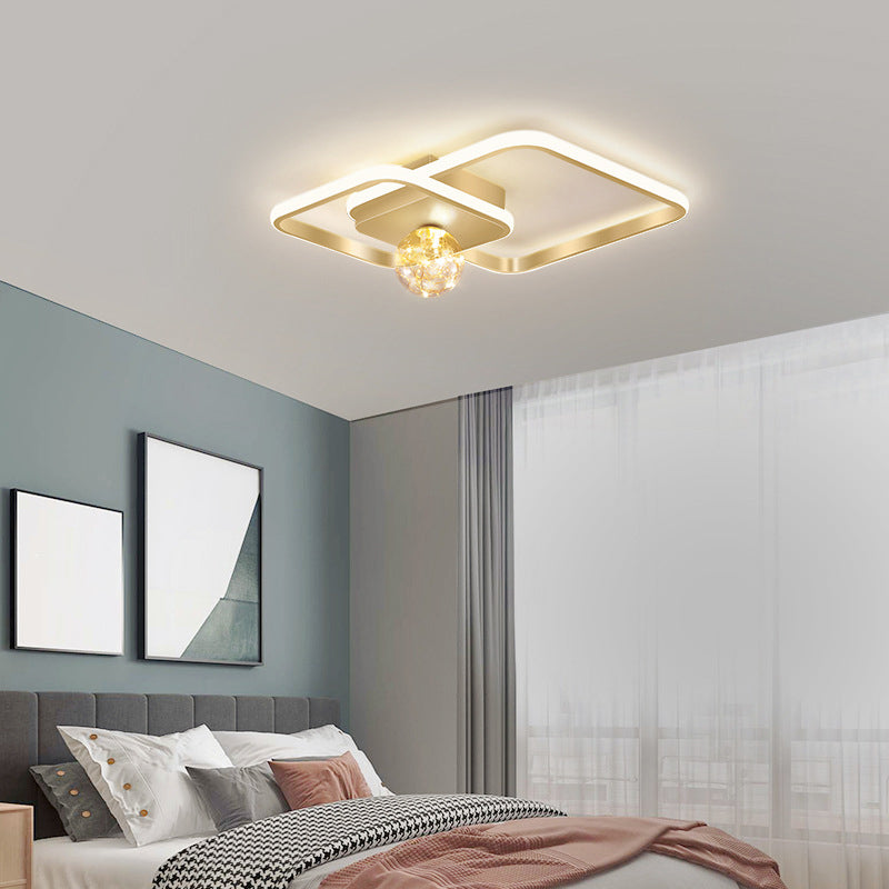 3-Lights Square Shade Flush Mount Modern Style Flush Mount Ceiling Lighting Fixture