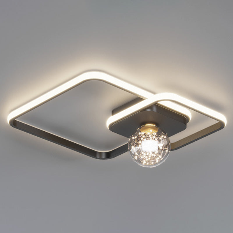 3-Lights Square Shade Flush Mount Modern Style Flush Mount Ceiling Lighting Fixture