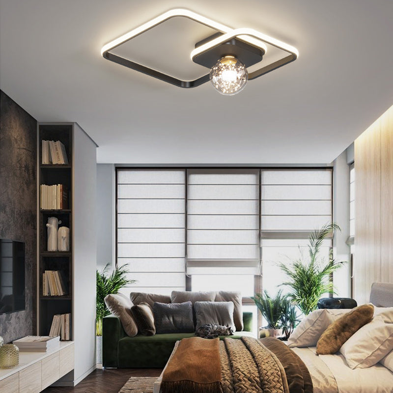 3-Lights Square Shade Flush Mount Modern Style Flush Mount Ceiling Lighting Fixture