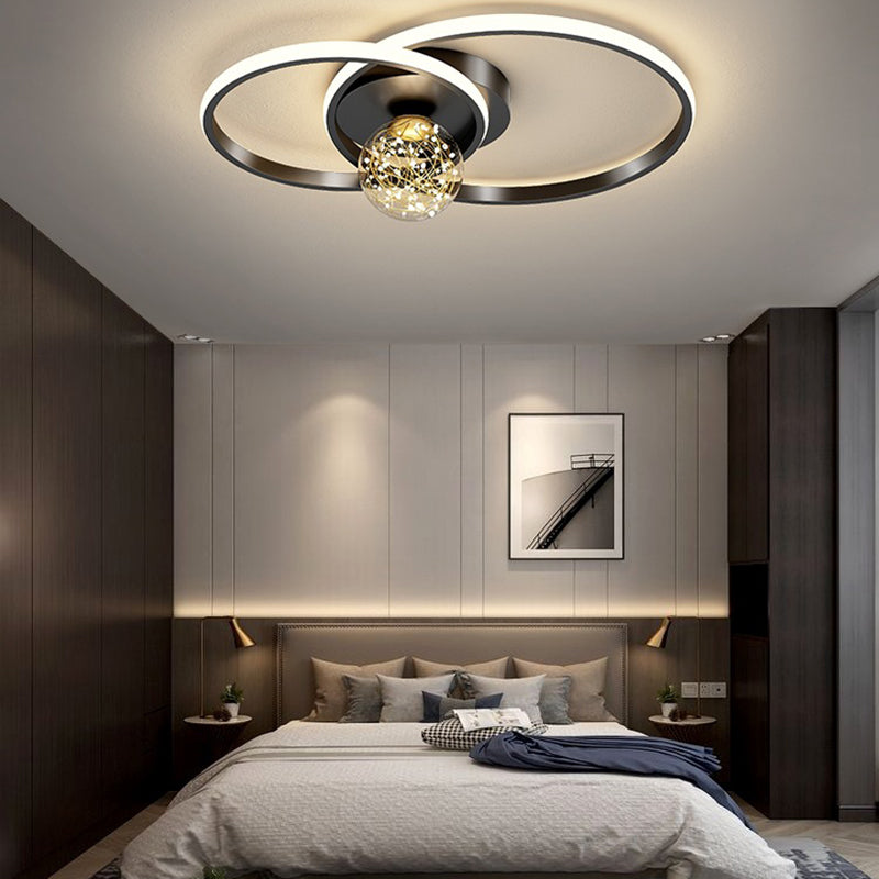 Round Shade Multi-Lights Flush Mount Modern Style Flush Mount Deckenleuchte in Schwarz