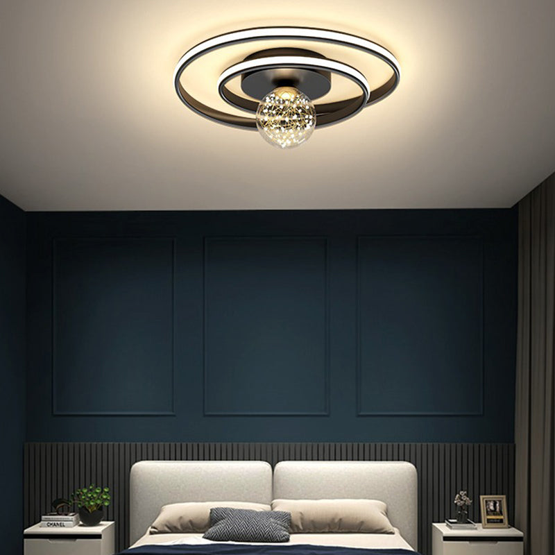 Round Shade Multi-Lights Flush Mount Modern Style Flush Mount Deckenleuchte in Schwarz