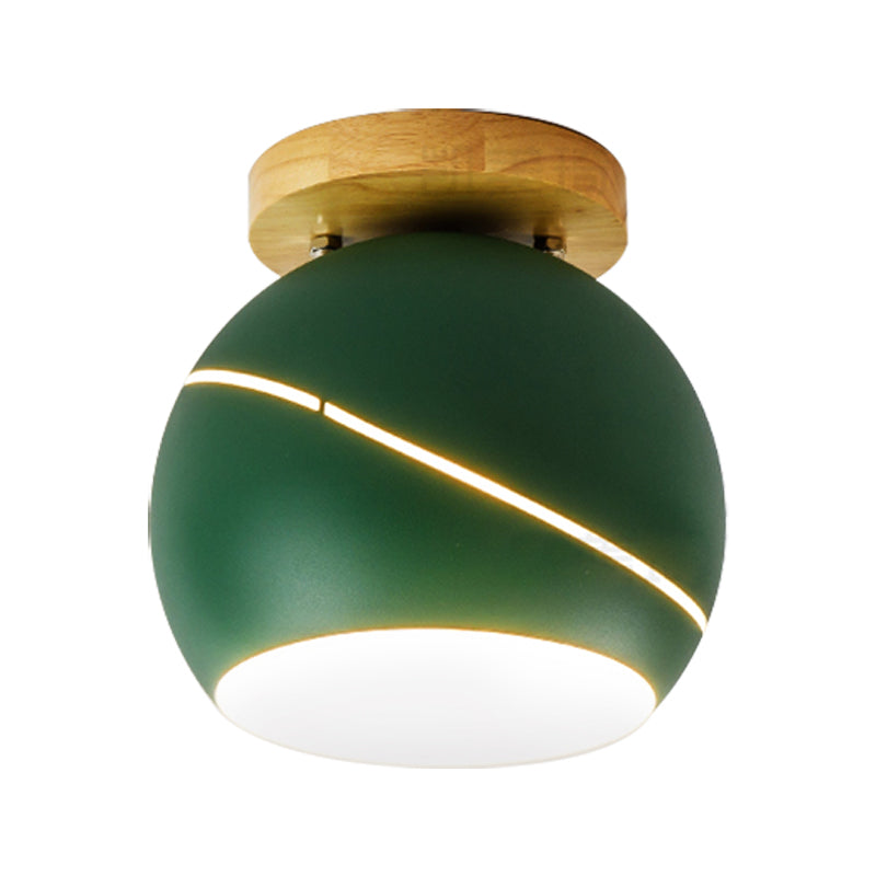 Green/Pink/Gray Spherical Flush Mount Light Fixture Contemporary Metal 1 Head Indoor Ceiling Mounted Light
