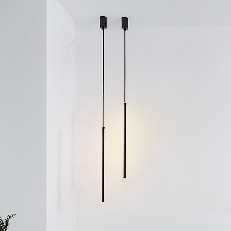 Modern Simple Style LED Line Hanging Pendant 1 Light Hanging Ceiling Light in Black for Hotel
