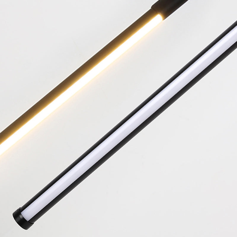 Modern Simple Style LED Line Hanging Pendant 1 Light Hanging Ceiling Light in Black for Hotel